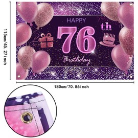 76th Birthday Decorations for Girls IMISI Happy Birthday Banner Pink Decorations for A Party Birthday Backdrop for Women