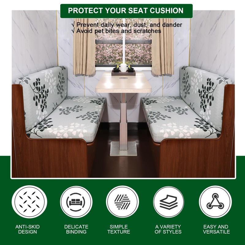 CRFATOP 2 Sets RV Dinette Cushion Covers Printed Camper Cushion
