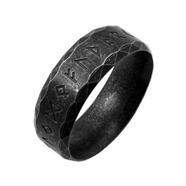 Nanafast Viking Rings for Men, Women Silver/Black/Vintage Stainless Steel Norse Rings for men, Runes Viking Ring Bands for Men-8MMretroblack-10