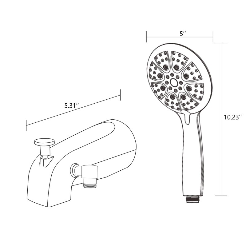 YASINU All Metal Bathtub Faucet with Sprayer 10 Settings, Tub