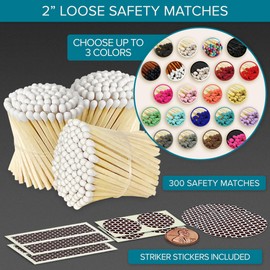 2" Choose Your Colors Safety Matches | Set of 300+ Bulk Artisan Matchsticks with Striker Stickers by Thankful Greetings| Select 3 Colors - 100+ of Each | Custom for Your Home Decor, Gifts, & Events