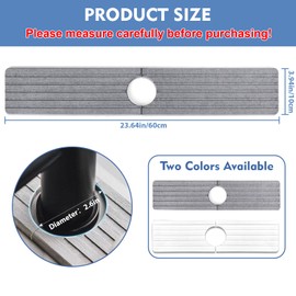 Diatomite Faucet Mat - 23.6'' Fast Drying Sink Splash Guard Water Absorbing Stone Sink Tray, Instant Faucet Mat for Kitchen Bathroom Counter to Prevent Moisture Buildup