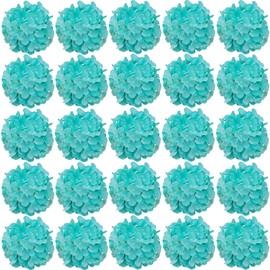 FagusHome 30 Pcs Silk Hydrangea Heads Artificial Flowers Heads and Stems Fake Hydrangea Flowers for Home Wedding Decor (Fluorescence Blue)