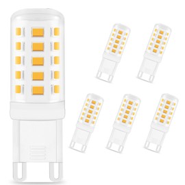 dalattin G9 LED Light Bulbs, 3000K Warm White G9 Base Bulbs 4W, 40 Watt T4 G9 Halogen Equivalent, 120V No-Flicker, 450LM, 360° Beam Angle, Non-dimmable Home Chandelier Light Bulbs, 5 Pack