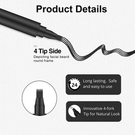 Bindex Beard Pencil Filler For Men Barber Styling Pen with Bristle Beard Brush Waterproof, Sweat Proof Natural Shaping Up for Men Beard, Moustache & Eyebrows (Black)