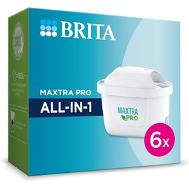 BRITA Maxtra Pro All-in-1 Water Filter Cartridge, 6 Pack (Half Year Stock), Replacement Cartridges Reduce Limescale, Chlorine, Pesticides and Impurities for Tap Water with Better Taste