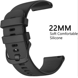 Bakcuby 22mm Bands for Garmin Venu 3/2, Venu 2, Vivoactive 4, Forerunner 265/265 Music /255/255 Music, Soft Silicone Sports Quick Release Waterproof Replacement Watch Strap, Men Women - Black