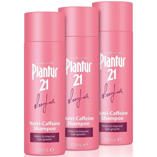 Plantur 21#longhair Caffeine Shampoo for Long and Brilliant Hair 3x 200ml | Womens Shampoo To Improve Hair Growth & Repair Stressed Hair | No Silicones No Parabens | Energy Kick for Hair Roots