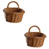 Anneome 2Pcs Decorative Imitation Rattan Wall Hanging Basket Multi-function Woven