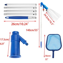 Swimmer Pool Skimmer Set Kit with 5 Pole Section Portable Home Swimming Pool Pond Vacuum Head Cleaning for Swimming Pools, Spas, Ponds, Hot Tub, Fountains