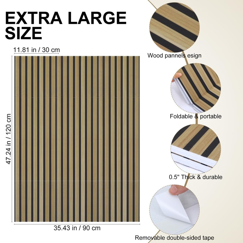 TEHAUX Felt Dart Board Wall Protector, Wood Grain Foldable Square