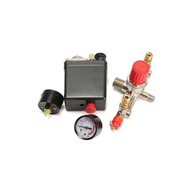 OZSTOCK 90-120PSI Air Compressor Pressure Switch Control Valve Manifold Gauges