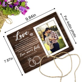 Itsoly Rustic Photo Frame,Gift Picture Frame,1 Corinthians 13:4-8 Love never fails,Couple Gift for Wedding Anniversary, Engagement,Bridal Shower12P043