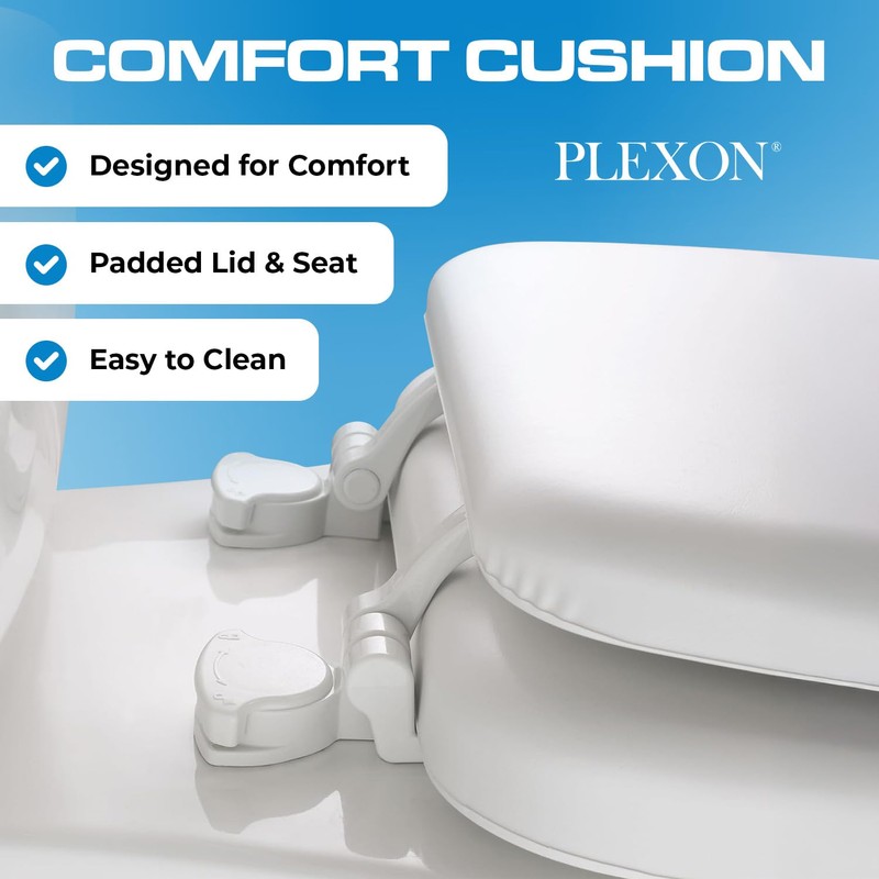 Plexon Soft Cushioned Toilet Seat, Easy To Clean & Change