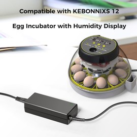 CASIMY 12V Power Cord Compatible with Egg Incubator KEBONNIXS KDI 12 KDI12 Incubator Humidity Display Candler Automatic Egg Turner for Hatching Chickens BX-1204000 BX1204000 Power Supply Adapter
