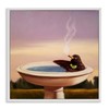 Stupell Industries Birdbath with Cocktail Humor Framed Giclee Art by