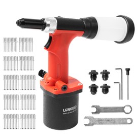 UPWOOD Pneumatic Hydraulic Pop Rivet Gun, Self-Suction Air Riveter Riveting Tool with 100 pcs Blind Rivets and 3/32" 1/8" 5/32" 3/16" Nose Pieces