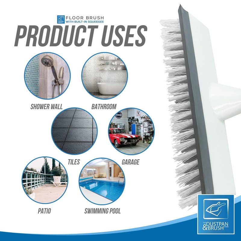 Floor Squeegee Broom Scrubbing Brush with Stiff Brush Bristles and