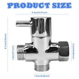 NAROSEBE 3-Way Diverter Valve Shower 20 mm G 1/2 Inch Diverter Valve Tap Diverter Valve Shower Diverter Brass Bath Switch Shower System Replacement Part for Toilets, Bathrooms, Kitchen