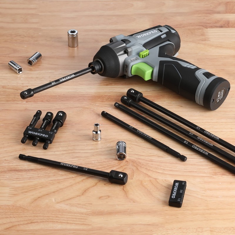 WORKPRO 9-Piece Socket Adapter Extension Set, 1/4, 3/8, 1/2-Inch Drive,