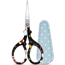Hisuper Scissors Small Sewing Scissors 3.6Inch Embroidery Scissors Small Precision Scissors with Leather Scissors Cover Stainless Steel Scissors for Needle Work Art Work Craft Threading