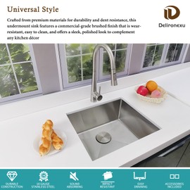 15x18 Inch Bar Sink Undermount – Delironexu 18 Gauge Stainless Steel Small Kitchen Sink, 15"x18"x7" Small Bar Sinks, Single Bowl Wet bar sink with Brushed Finish for Outdoor, RV, and Prep Use