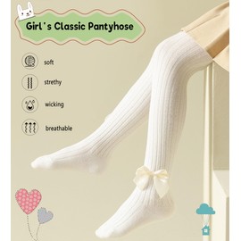 Neteson Children's Tights Girls Knitted Tights Cotton Warm Stockings Leggings Children Pack of 3, Black + White + Pink