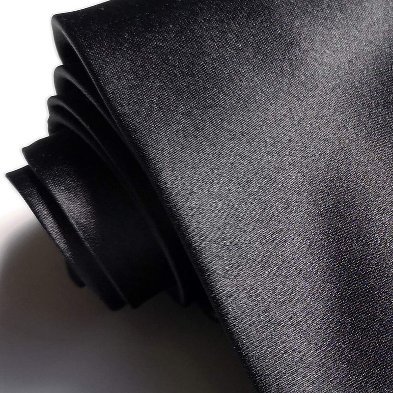 Paris 16k Necktie, Black, Large Size, Plain, Men's, Formal, Funeral,