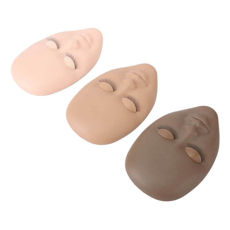 3pcs Lash Mannequin Head Double Layers Realistic Training 3D Rubber
