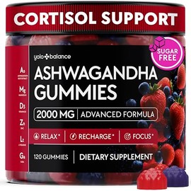 Ashwagandha Gummies – 120 Count - 2000 MG Ashwagandha Supplements with L-Theanine, GABA, Magnesium, Zinc & Vitamin D3 – Sugar-Free, Vegan, Non-GMO–Natural Support for Balance