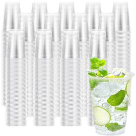 Lamosi 12 oz Clear Plastic Cups, 1000 Pack Disposable Party Cups, PET Clear Plastic Cocktail Tumblers for Party & Wedding