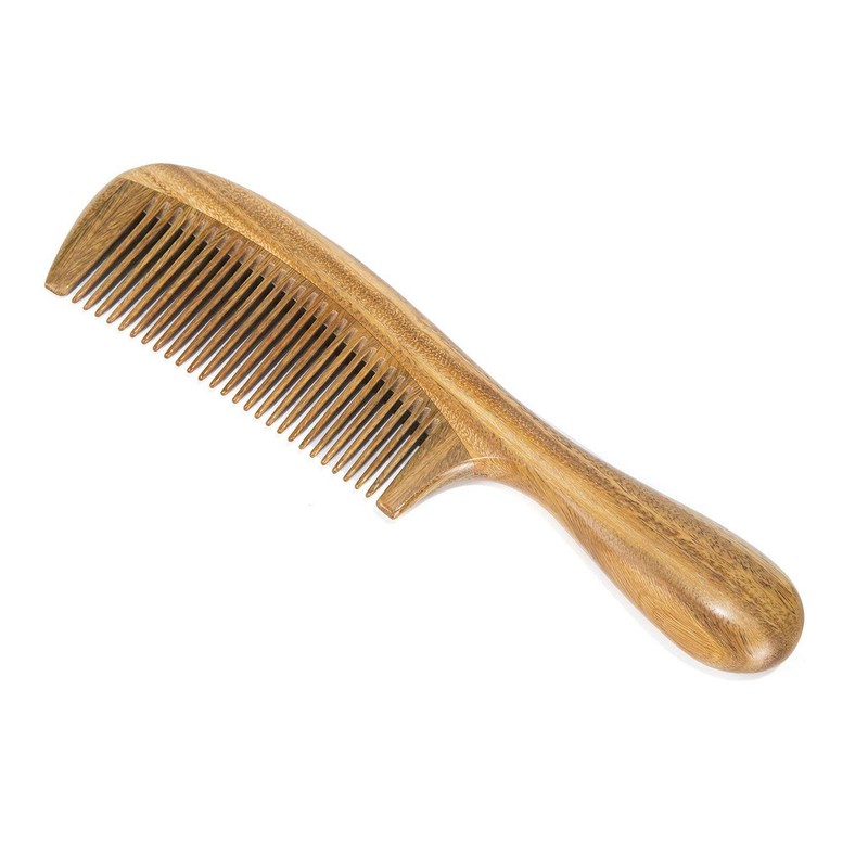 BEINY Natural Green Sandalwood Comb - Anti Static Wooden Hair