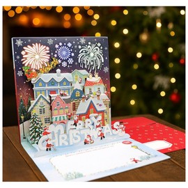 Maeum-dama Premium Christmas 3D Pop-Up Musical Melody Card + Envelope Set, Santa Village, 1-Pack