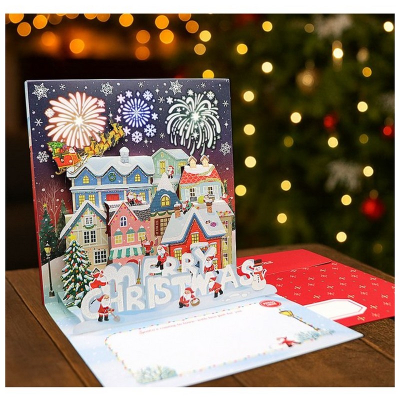 Maeum-dama Premium Christmas 3D Pop-Up Musical Melody Card + Envelope