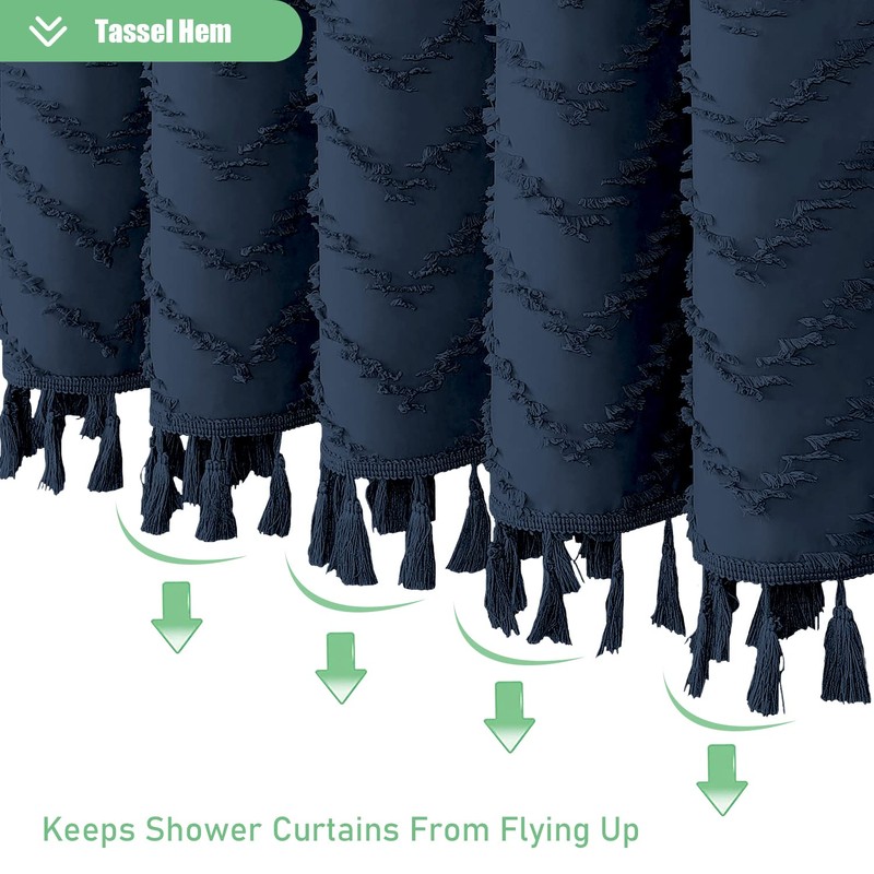 Dynamene Extra Long Shower Curtains, 96 Inch Long Boho Tufted