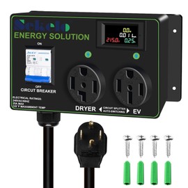Smart EV Charging Integration: Sekelo Automatic Power Switch for Dryer & EV, NEMA 14-30P to 14-30R & 14-50R, 240V, 24A 5.76kW Max Power Splitter, Fast Charging, Real-time Display