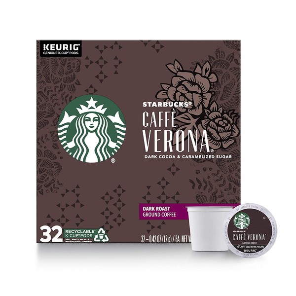 Starbucks Dark Roast K-Cup Coffee Pods — Caffè Verona for Keurig Brewers — 1 box (32 pods)