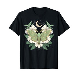 Mystical Moth Crescent Moon Floral Aesthetic Cottagecore T-Shirt