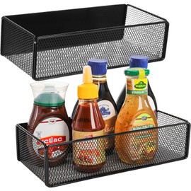 WUWEOT 2 Pack Magnetic Basket Fridge Side Organizers, Strong Magnetic Kitchen Shelf, Metal Wire Mesh Rack for Refrigerator, Kitchen Counter, Cabinet and Oven