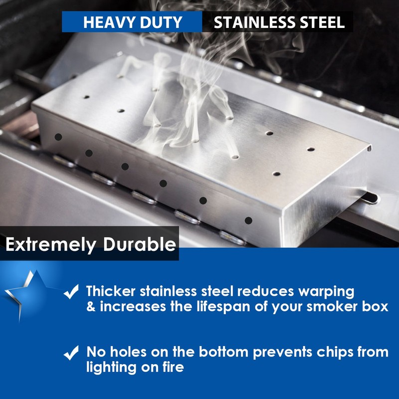 KEISSCO Stainless Steel Smoker Box for Gas Grill & Charcoal