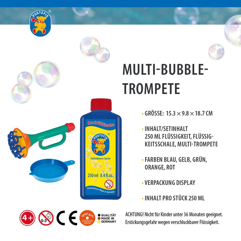 PUSTEFIX 250 ml Multi-Bubble Trumpet Toy
