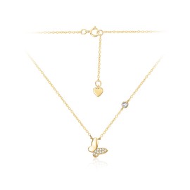 E 925 Sterling Silver Butterfly Pendant Necklaces for Women, 14 Carat Gold-Plated Women Silver Chain Necklace Delicate Gift for Women Girls Mother, Gold, Cubic Zirconia