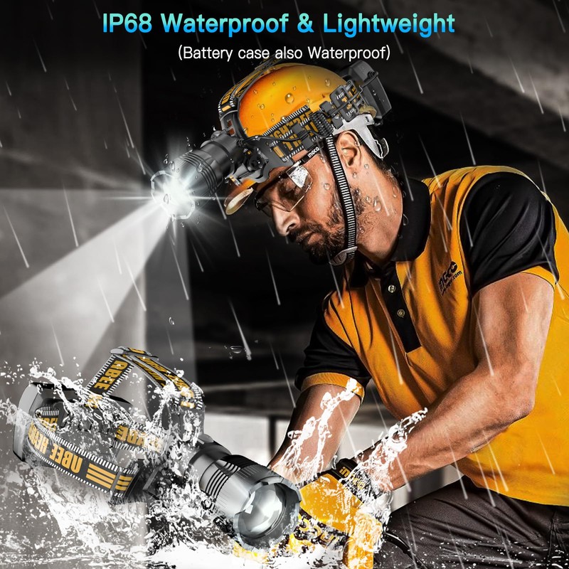 UBEE Headlamp Rechargeable, 800LM Head Lamp Super Bright LED Rechargeable