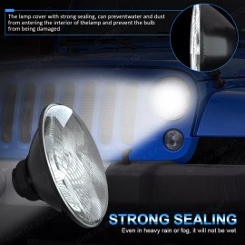 SHENKENUO 7 Inch led GLASS Headlight Round, CLASSIC LOOK Conversion Chrome pair
