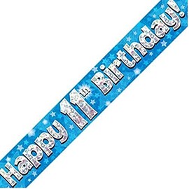 Signature Balloons 11th Birthday Blue Holographic Banner