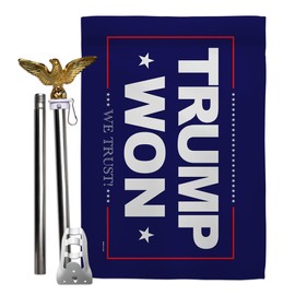 Trump Flag Trump Won Flag Eagle Pole Kit Wall Hanging Deor for Home Porch President 47 MAGA Yard Sign Poster Patriotic Decorations 4th of July