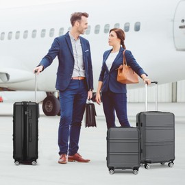 Kono 28 Inch Luggage Expandable Suitcase Lightweight with Spinner Wheels TSA Lock Hardside Large Checked Luggage Durable Rolling Suitcase Grey