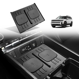 Muslogy Center Console Wireless Charger Mat Compatible with 2024 2025 Hyundai Santa Fe Accessories Interior Protective Anti-Slip Silicone Liner Waterproof Phone Charging Pad Protection
