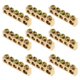 VILLCASE Earthing Rod with 10 Pieces Electric Earth with 5 Holes Screw Clamp Wire Distribution Rod Neutral Brass Rod