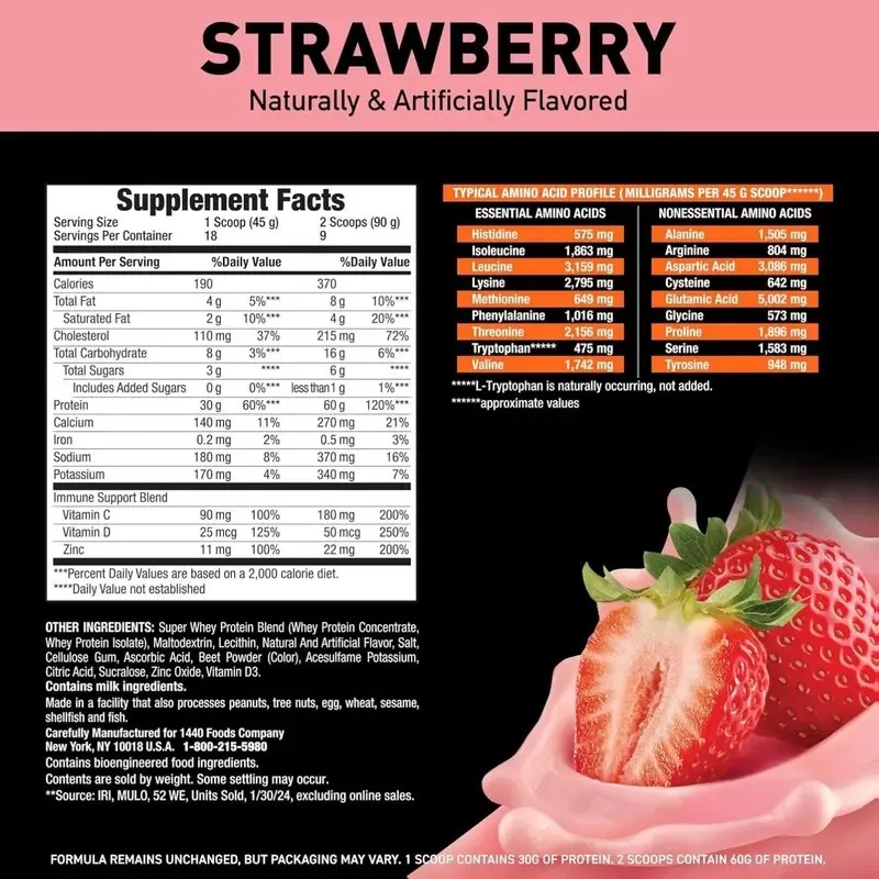 Super Advanced Whey Protein Powder – Strawberry Flavor with Immune